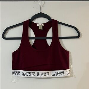 Bozzolo Maroon Sports Bra with Love Band